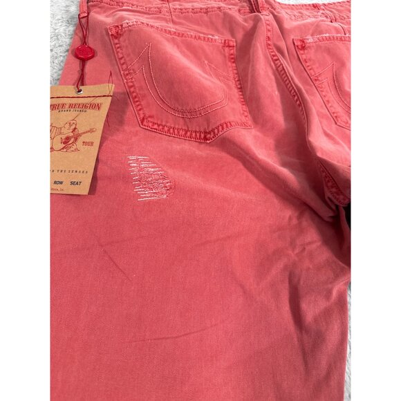True Religion Mens 32 Geno Officer Chino Jeans Calamity Faded Red Retro 90s Y2K - Picture 12 of 14